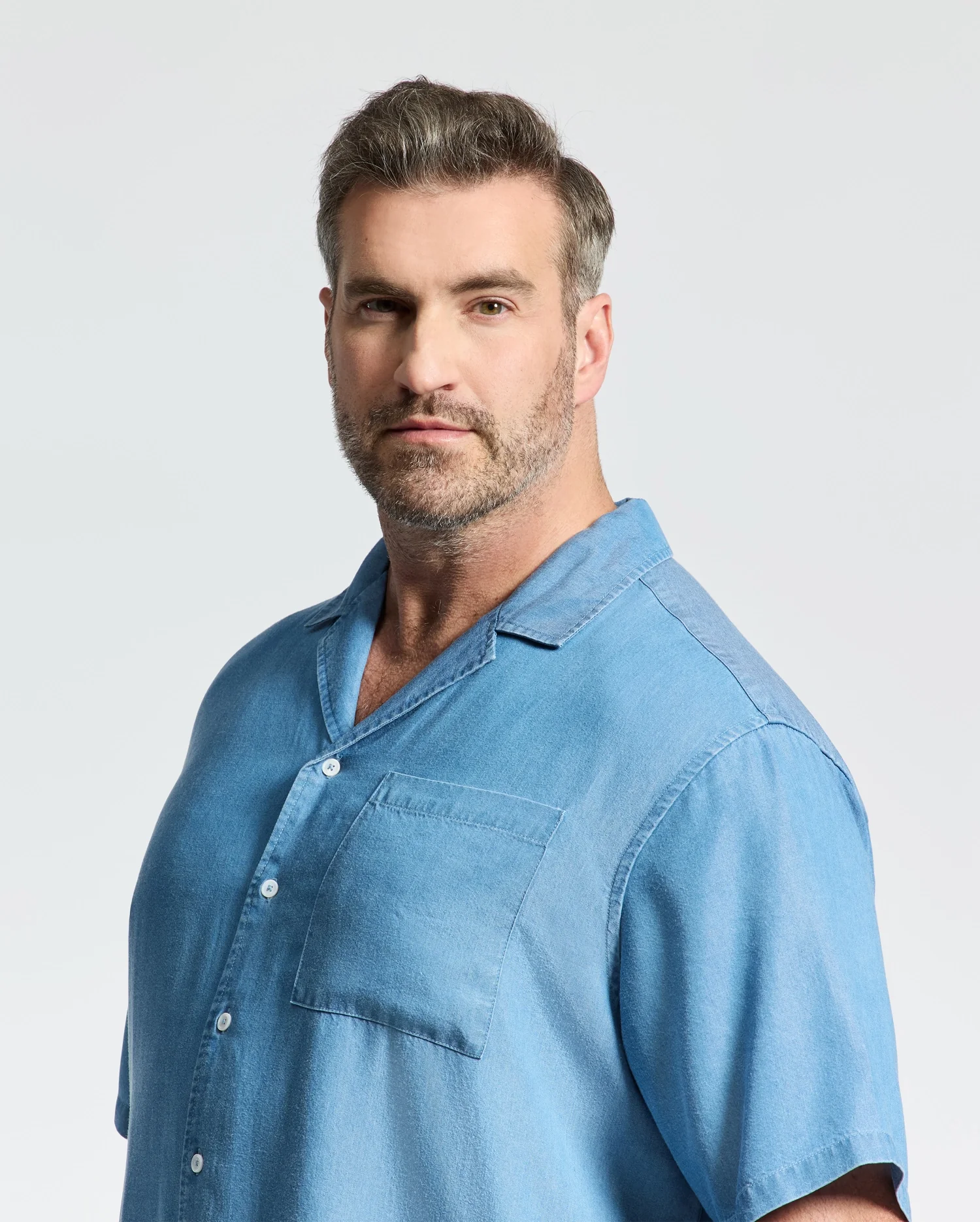 MENS BIG AND TALL KERVIN LIGHTWEIGHT DENIM WOVEN SHIRT - B9Q467F200 - Image 2