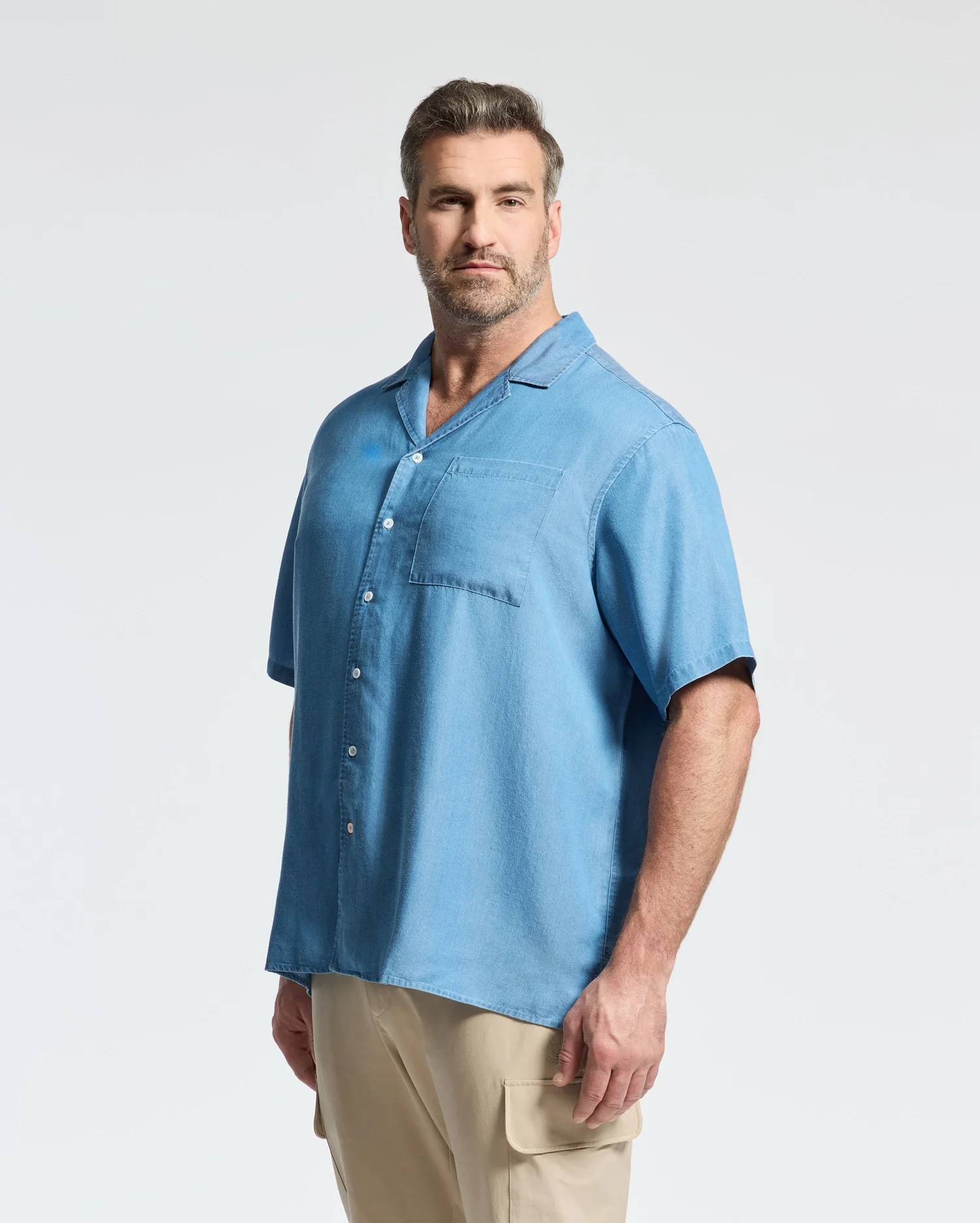 MENS BIG AND TALL KERVIN LIGHTWEIGHT DENIM WOVEN SHIRT - B9Q467F200 - Image 6