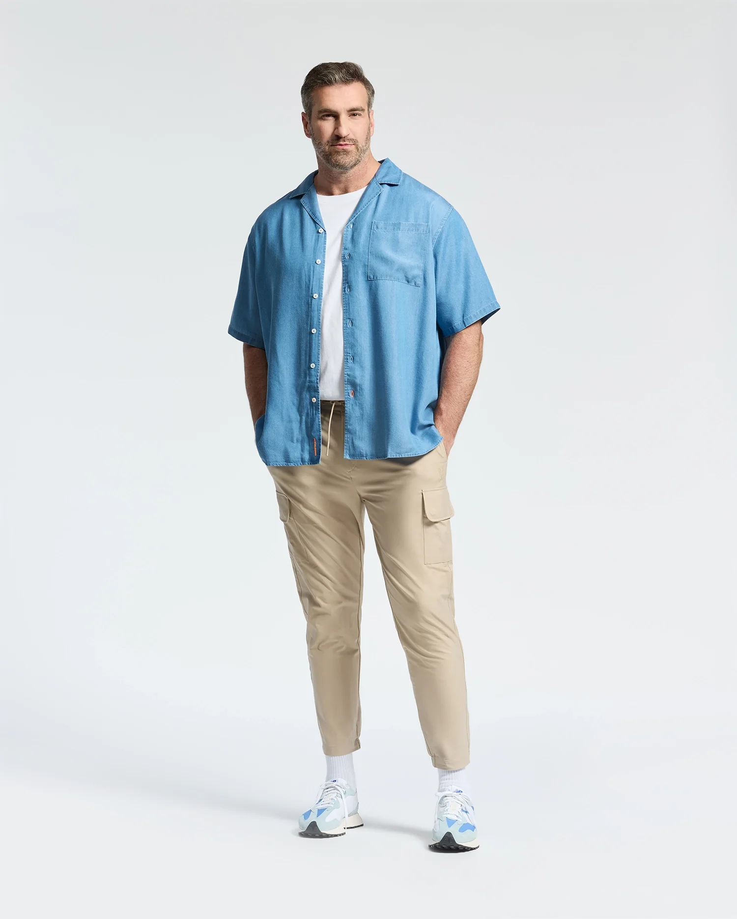 MENS BIG AND TALL KERVIN LIGHTWEIGHT DENIM WOVEN SHIRT - B9Q467F200 - Image 7