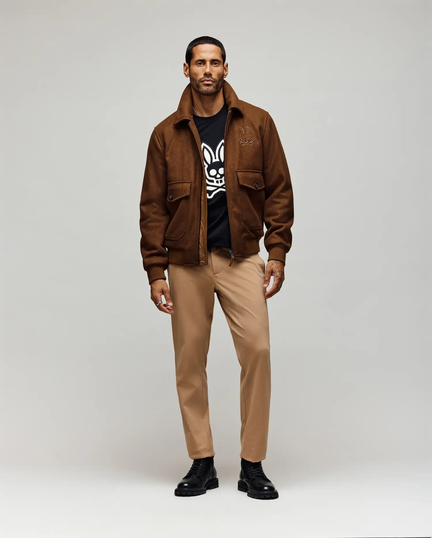 MENS GAVIN SOLID BOMBER JACKET - MO1100033 - Image 6