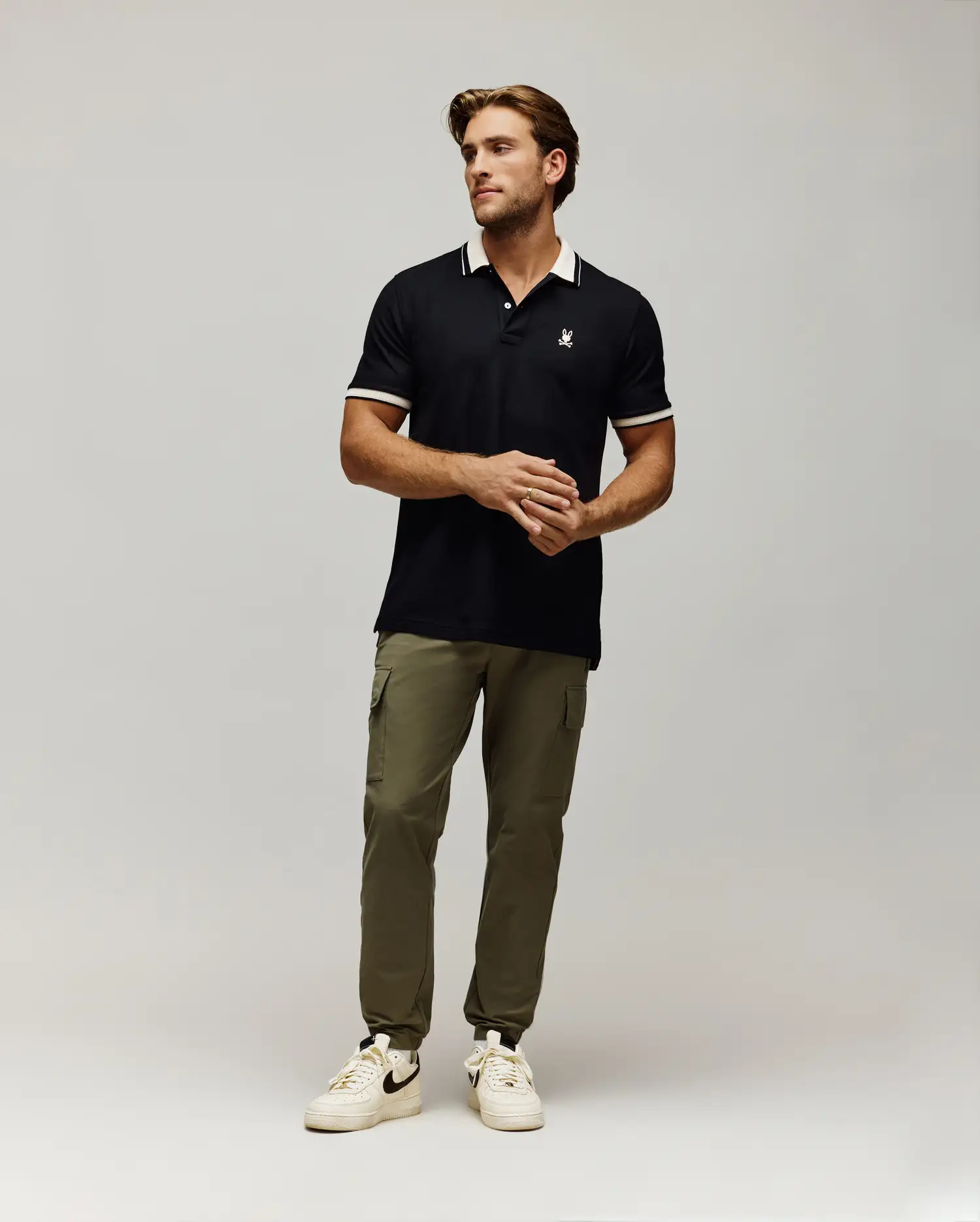 MENS INDIGO TEXTURED COLLAR PIQUE POLO - MT0100082 - Image 4