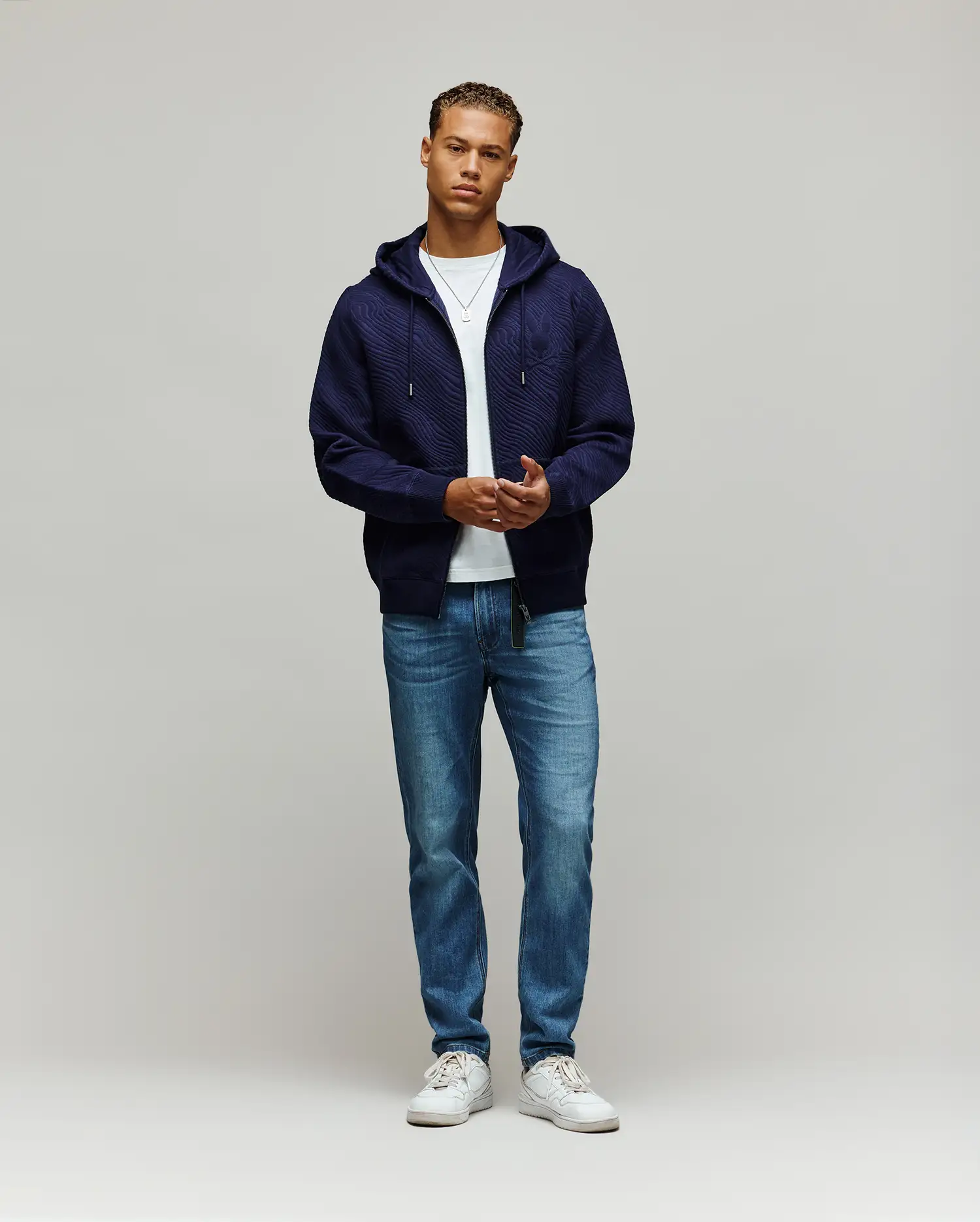 MENS KENDRICK DOUBLE KNIT JACQUARD ZIP TEXTURED HOODIE - MT0500149 - Image 4
