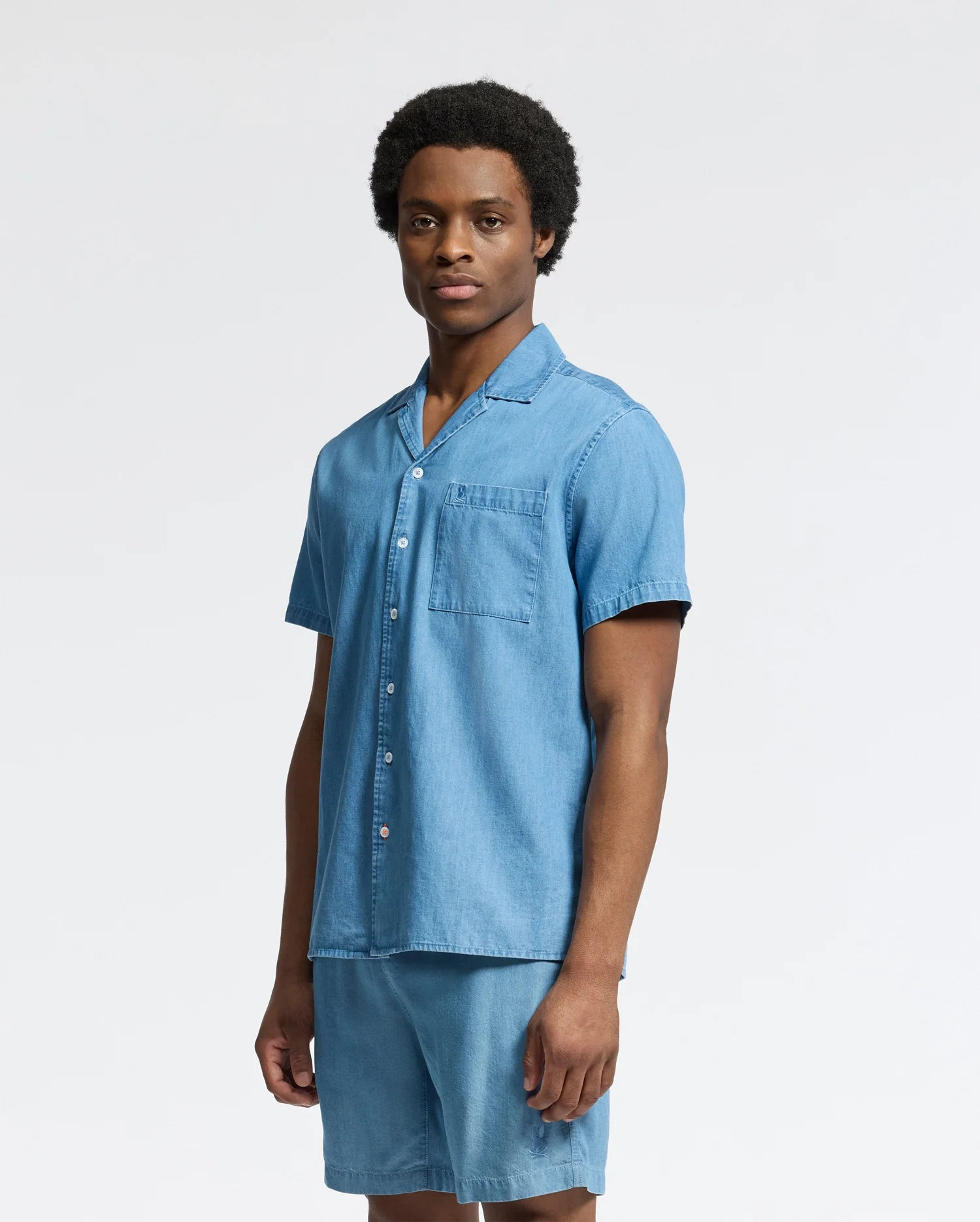 MENS KERVIN LIGHTWEIGHT DENIM WOVEN SHIRT - B6Q467F200 - Image 5