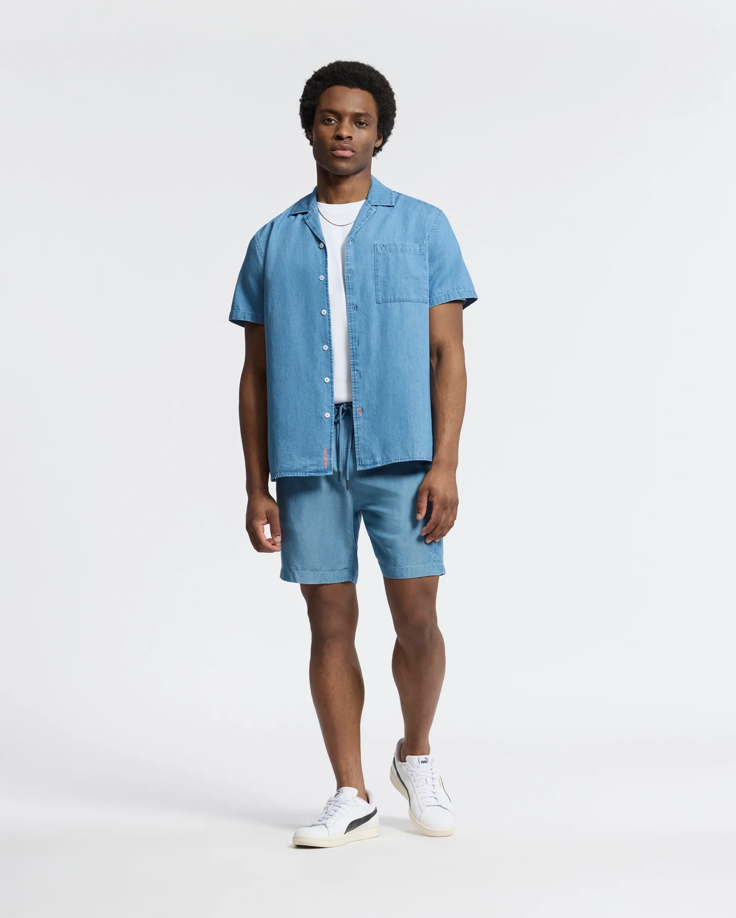 MENS KERVIN LIGHTWEIGHT DENIM WOVEN SHIRT - B6Q467F200 - Image 6