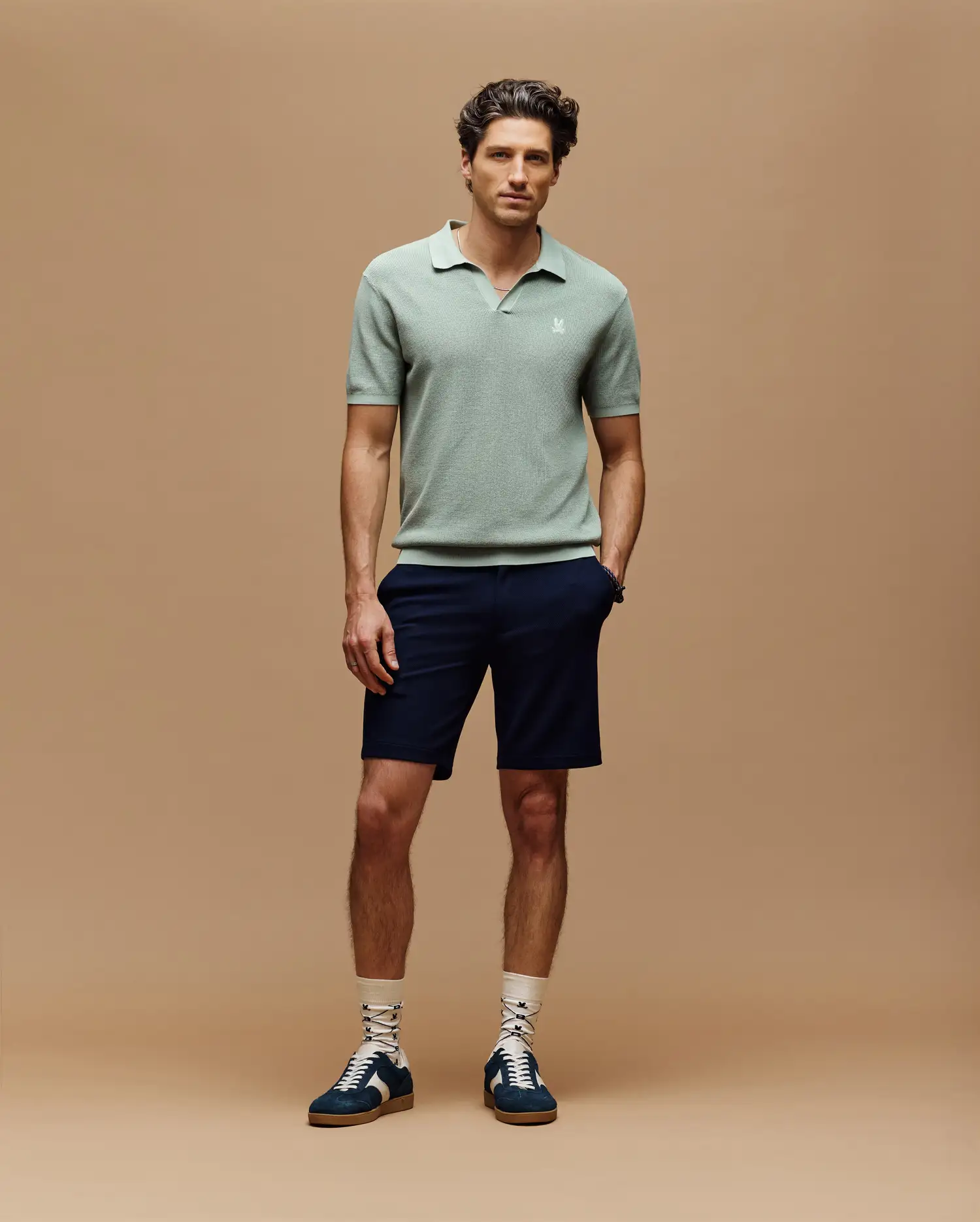 MENS LEETON JOHNNY COLLAR KNIT POLO - B6E562F200 - Image 5