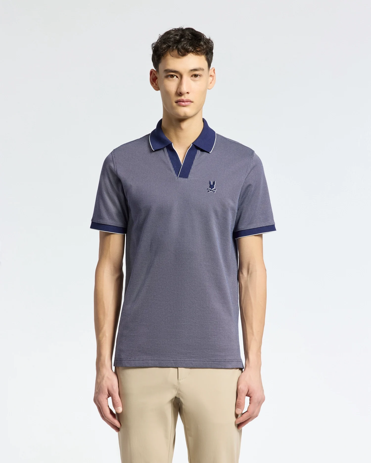 MENS MACKAY JACQUARD JOHNNY COLLAR POLO - B6K408F200