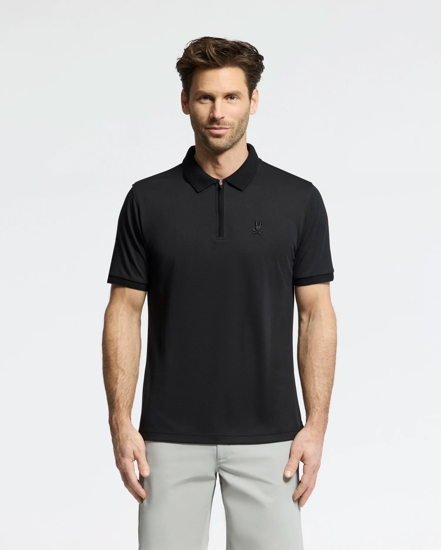 MENS TREVOR PERFORMANCE PIQUE ZIP UP POLO - B6K557F200