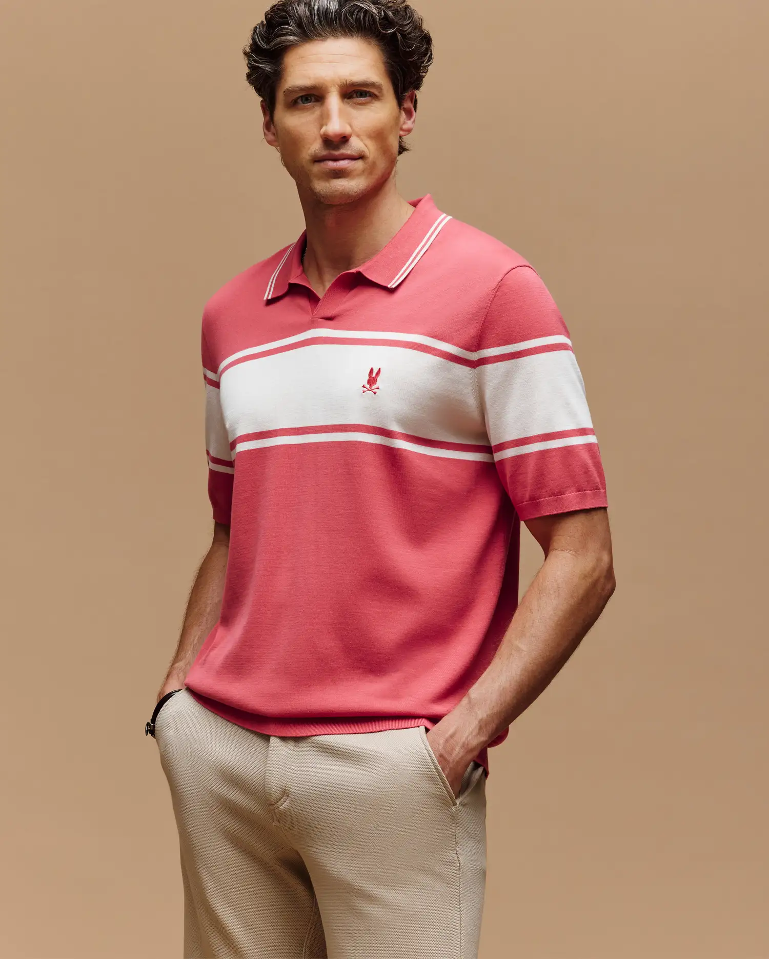 MENS ZAVIAN STRIPE KNIT POLO - MT0400055 - Image 5